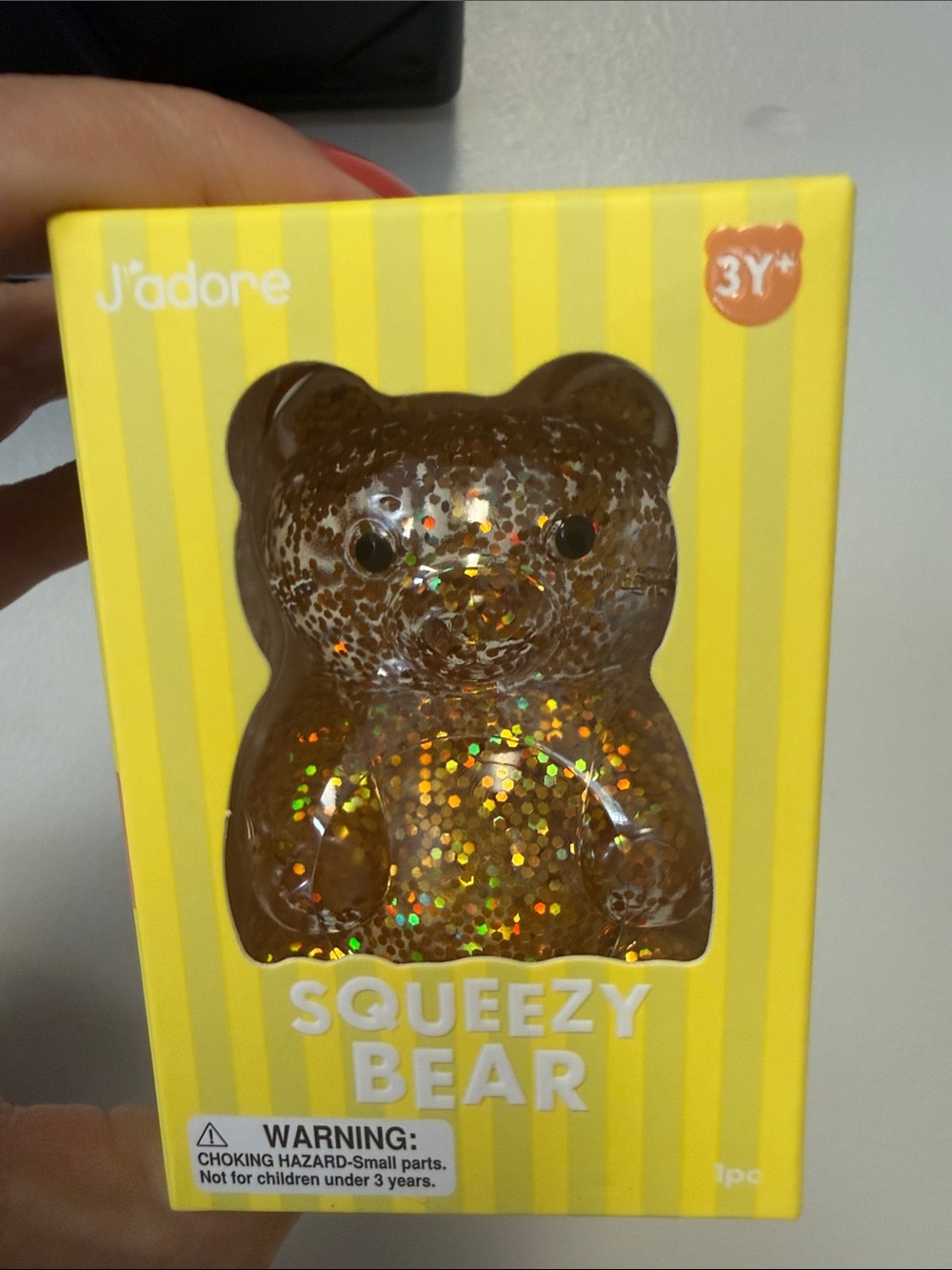 J’Adore Glitter Squeezy Bear - Gold Sparkle